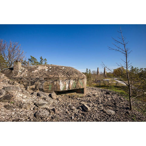 Sweden-Gotland Island-Bungenas-former chalk mine and military base-now an exclusive vacation develo Gold Ornate Wood Framed Art Print with Double Matting by Bibikow, Walter