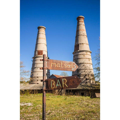 Sweden-Gotland Island-Bungenas-former chalk mine and military base-now an exclusive vacation develo Black Modern Wood Framed Art Print by Bibikow, Walter