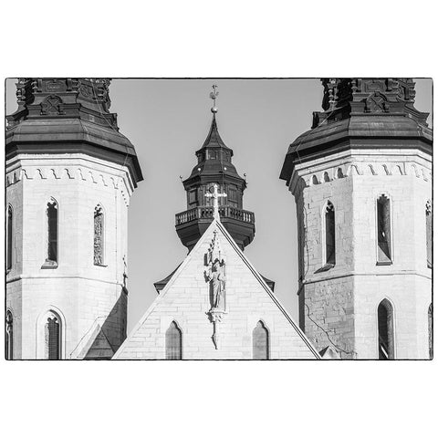 Sweden-Gotland Island-Visby-Visby Cathedral-12th century-exterior White Modern Wood Framed Art Print by Bibikow, Walter