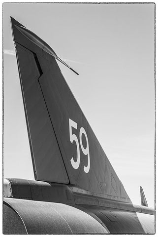 Sweden-Southeastern Sweden-Nykoping-F11 reconnaissance aircraft-F11 Museum-tail fin Black Ornate Wood Framed Art Print with Double Matting by Bibikow, Walter