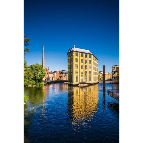 Sweden-Norrkoping-early Swedish industrial town-Arbetets Museum-Museum of Work in former early 20th Black Modern Wood Framed Art Print by Bibikow, Walter