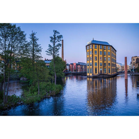 Sweden-Norrkoping-early Swedish industrial town-Arbetets Museum-Museum of Work in former early 20th Black Modern Wood Framed Art Print with Double Matting by Bibikow, Walter