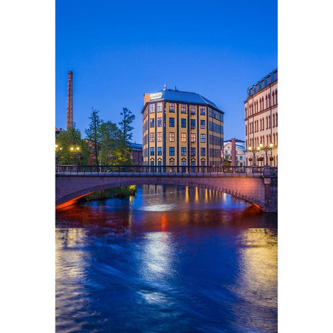 Sweden-Norrkoping-early Swedish industrial town-Arbetets Museum-Museum of Work in former early 20th Black Modern Wood Framed Art Print by Bibikow, Walter