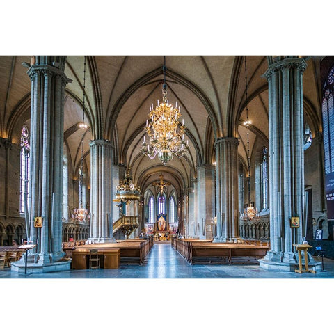Sweden-Linkoping-Linkoping domkyrka cathedral-interior Gold Ornate Wood Framed Art Print with Double Matting by Bibikow, Walter