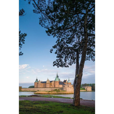 Sweden-Kalmar-Kalmar Slott castle-dawn Black Modern Wood Framed Art Print by Bibikow, Walter