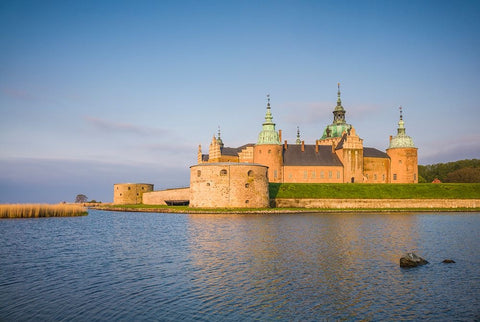 Sweden-Kalmar-Kalmar Slott castle-dawn White Modern Wood Framed Art Print with Double Matting by Bibikow, Walter