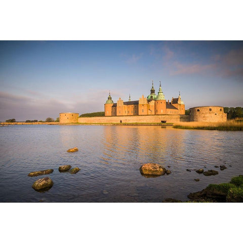 Sweden-Kalmar-Kalmar Slott castle-dawn Black Modern Wood Framed Art Print by Bibikow, Walter