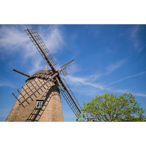 Sweden-Oland Island-Strandskogen-antique wooden windmill Black Modern Wood Framed Art Print by Bibikow, Walter