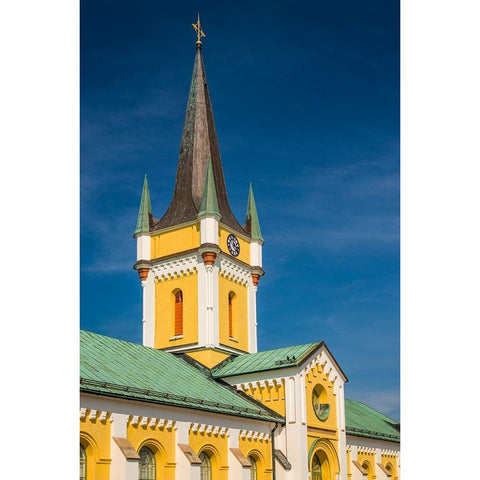 Sweden-Oland Island-Borgholm-town church Black Modern Wood Framed Art Print with Double Matting by Bibikow, Walter