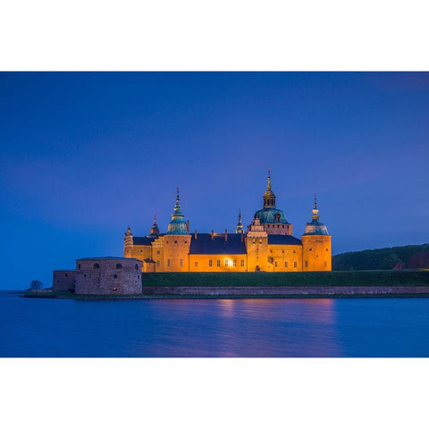 Sweden-Kalmar-Kalmar Slott castle-dusk Black Modern Wood Framed Art Print with Double Matting by Bibikow, Walter