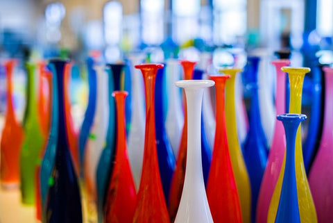 Sweden-Glasriket-Kingdom of Glass historical glass making region-Nybro-Pukeberg Glasbruk-glass item Black Ornate Wood Framed Art Print with Double Matting by Bibikow, Walter