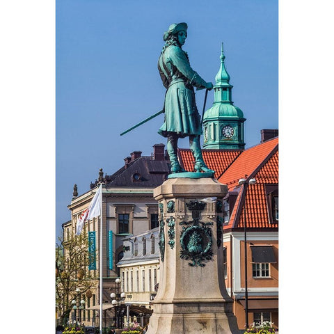 Southern Sweden-Karlskrona-Stortorget Square-town buildings Black Modern Wood Framed Art Print by Bibikow, Walter