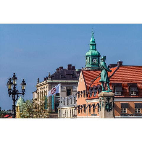 Southern Sweden-Karlskrona-Stortorget Square-town buildings Black Modern Wood Framed Art Print with Double Matting by Bibikow, Walter