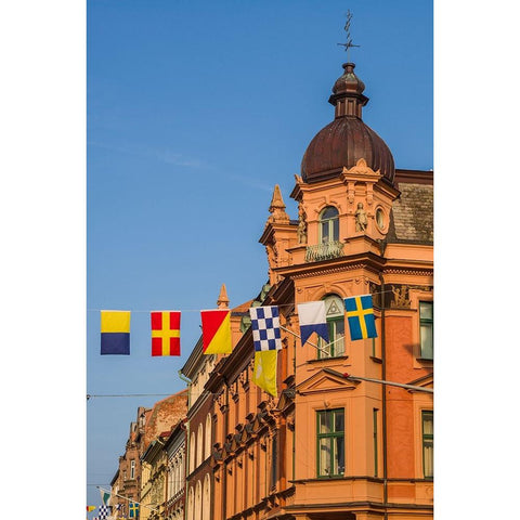 Southern Sweden-Karlskrona-street view of Ronneygatan street Black Modern Wood Framed Art Print by Bibikow, Walter