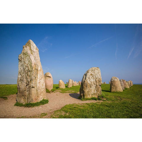 Southern Sweden-Kaseberga-Ales Stenar-Ales Stones-early peoples ritual site-600 AD Gold Ornate Wood Framed Art Print with Double Matting by Bibikow, Walter