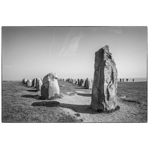 Southern Sweden-Kaseberga-Ales Stenar-Ales Stones-early peoples ritual site-600 AD Black Modern Wood Framed Art Print with Double Matting by Bibikow, Walter