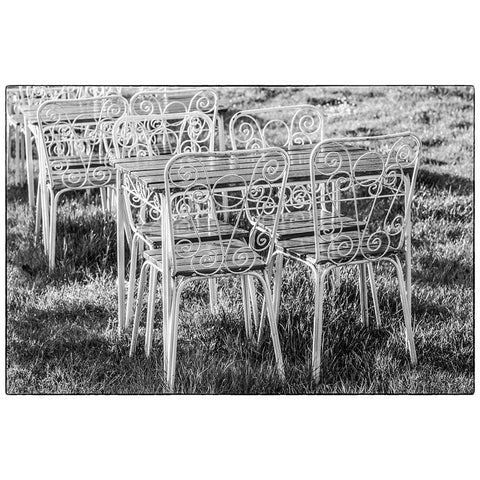 Southern Sweden-Ystad-cafe tables White Modern Wood Framed Art Print by Bibikow, Walter