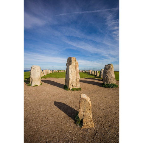 Southern Sweden-Kaseberga-Ales Stenar-Ales Stones-early peoples ritual site-600 AD Black Modern Wood Framed Art Print with Double Matting by Bibikow, Walter