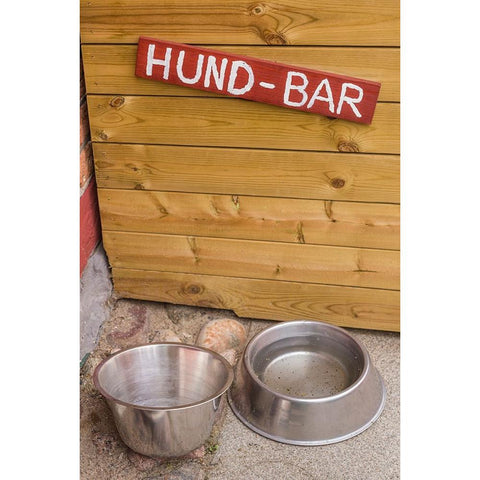 Southern Sweden-Ystad-Hund-Bar-water for dogs-dog bar Black Modern Wood Framed Art Print by Bibikow, Walter