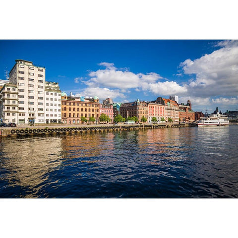 Sweden-Scania-Malmo-Inre Hamnen inner harbor White Modern Wood Framed Art Print by Bibikow, Walter