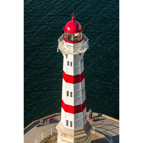 Sweden-Scania-Malmo-Inre Hamnen inner harbor-lighthouse-high angle view Gold Ornate Wood Framed Art Print with Double Matting by Bibikow, Walter