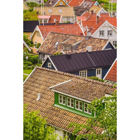 Sweden-Scania-Arild-high angle village view Black Modern Wood Framed Art Print by Bibikow, Walter