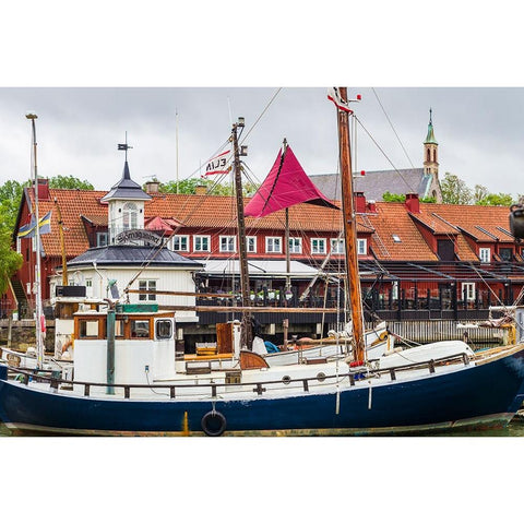 Sweden-Vastragotland and Bohuslan-Gothenburg-Klippan District-antique trawler ship White Modern Wood Framed Art Print by Bibikow, Walter