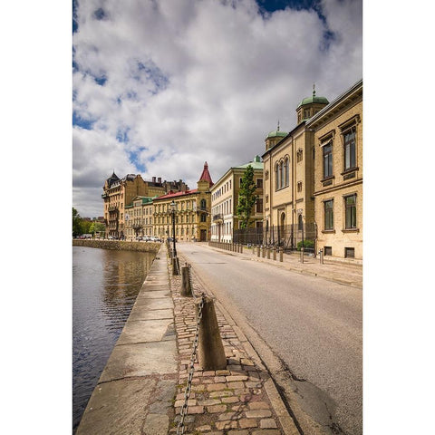 Sweden-Vastragotland and Bohuslan-Gothenburg-Stora Nygatan street Black Modern Wood Framed Art Print by Bibikow, Walter