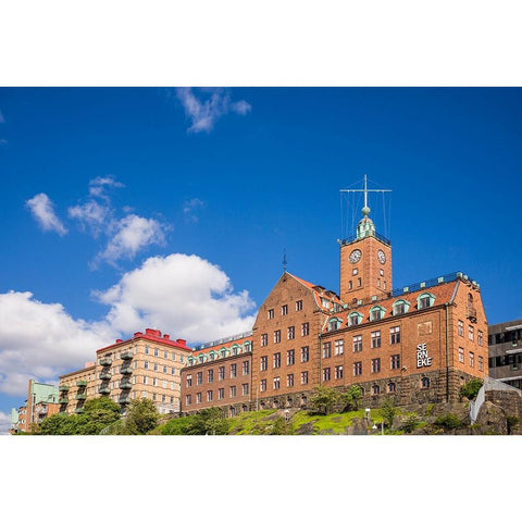 Sweden-Vastragotland and Bohuslan-Gothenburg-harbor buildings Black Modern Wood Framed Art Print with Double Matting by Bibikow, Walter