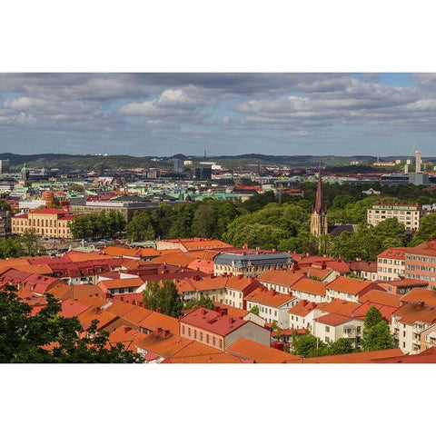 Sweden-Vastragotland and Bohuslan-Gothenburg-high angle city view from the Skansparken-late afterno Black Modern Wood Framed Art Print with Double Matting by Bibikow, Walter