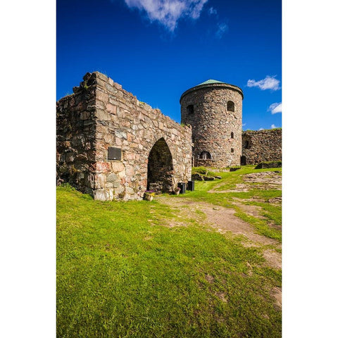 Sweden-Bohuslan-Kungalv-14th century medieval fortress-Bohus Fastning Black Modern Wood Framed Art Print by Bibikow, Walter