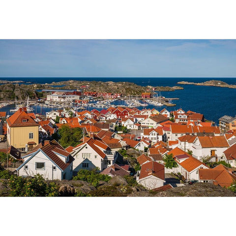 Sweden-Bohuslan-Tjorn Island-Skarhamn-town view-dawn Gold Ornate Wood Framed Art Print with Double Matting by Bibikow, Walter