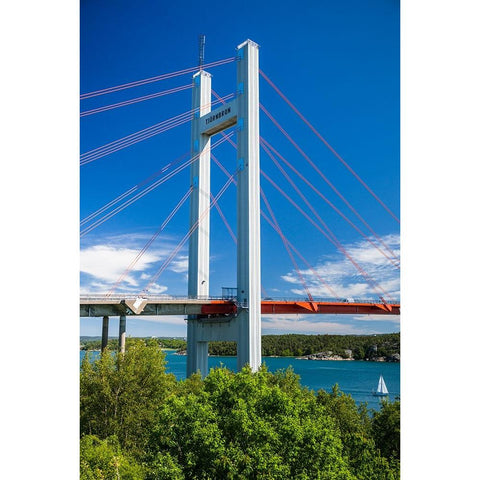 Sweden-Bohuslan-Tjorn Island-Stenungsund-Tjornbron bridge-links the mainland to Tjorn Island Black Modern Wood Framed Art Print with Double Matting by Bibikow, Walter