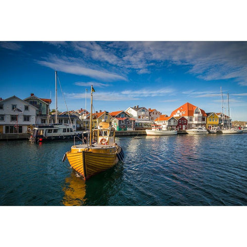 Sweden-Bohuslan-Smogen-Smogenbryggan-fishing boat Black Modern Wood Framed Art Print with Double Matting by Bibikow, Walter