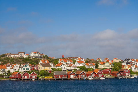 Sweden-Bohuslan-Hovenaset-coastal village view Black Ornate Wood Framed Art Print with Double Matting by Bibikow, Walter