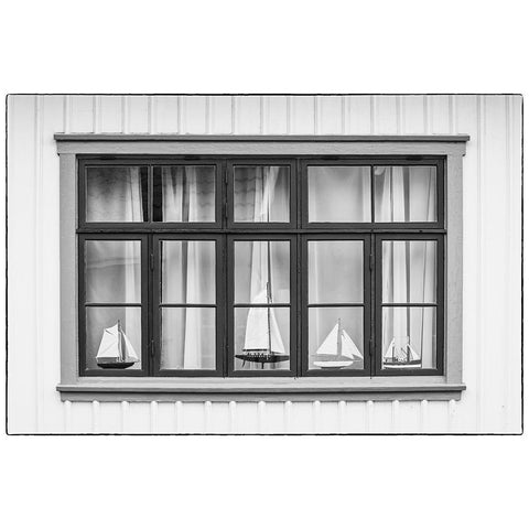 Sweden-Bohuslan-Fjallbacka-village house detail Black Modern Wood Framed Art Print by Bibikow, Walter