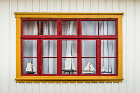 Sweden-Bohuslan-Fjallbacka-village house detail Black Ornate Wood Framed Art Print with Double Matting by Bibikow, Walter