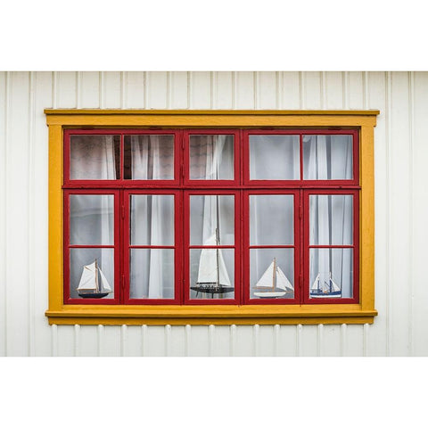 Sweden-Bohuslan-Fjallbacka-village house detail Black Modern Wood Framed Art Print by Bibikow, Walter