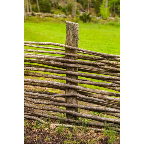 Sweden-Bohuslan-Tanumshede-traditional architecture-wood fence Black Modern Wood Framed Art Print by Bibikow, Walter