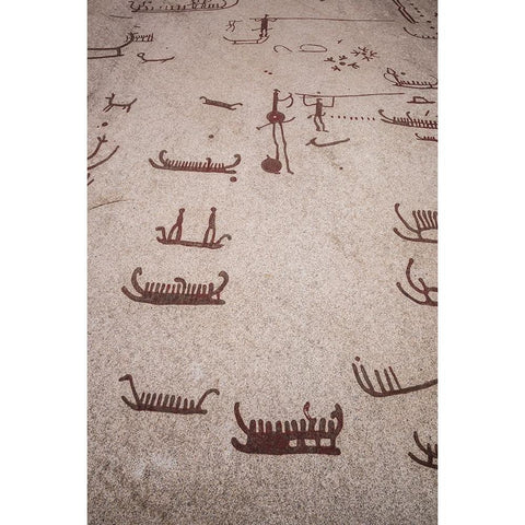 Sweden-Bohuslan-Tanumshede-Bronze Age carving detail of the Tanum area White Modern Wood Framed Art Print by Bibikow, Walter