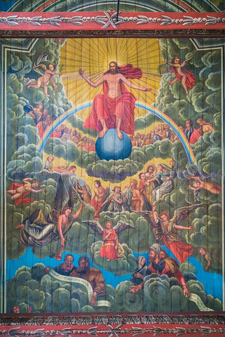 Sweden-Bohuslan-Dingle-Svarteborgs church-interior White Modern Wood Framed Art Print with Double Matting by Bibikow, Walter