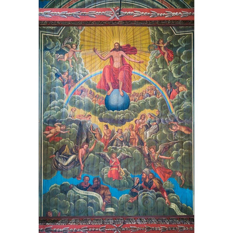 Sweden-Bohuslan-Dingle-Svarteborgs church-interior White Modern Wood Framed Art Print by Bibikow, Walter