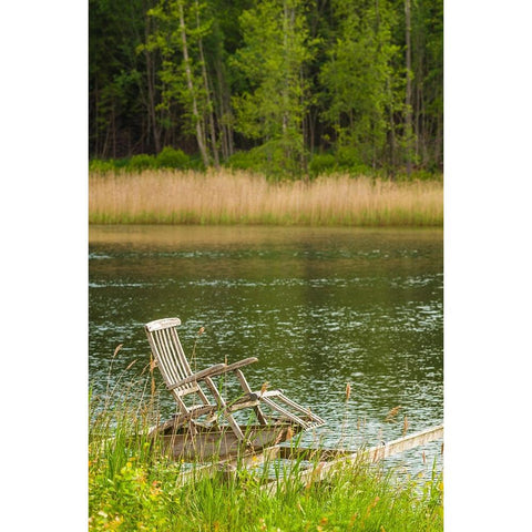 Sweden-Bohuslan-Salto Island-wooden chair Black Modern Wood Framed Art Print by Bibikow, Walter