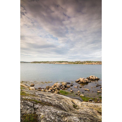 Sweden-Bohuslan-Salto Island-rocky cove seascape White Modern Wood Framed Art Print by Bibikow, Walter