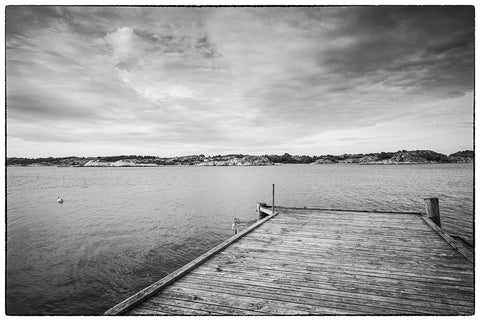 Sweden-Bohuslan-Salto Island-pier White Modern Wood Framed Art Print with Double Matting by Bibikow, Walter