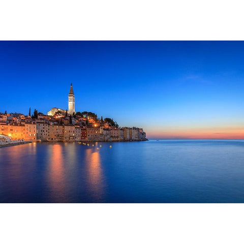 Europe-Croatia-Rovinj-Ocean view of town at sunset Black Modern Wood Framed Art Print with Double Matting by Jaynes Gallery