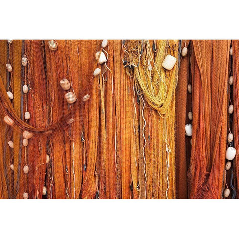 Fishing nets drying in the sun-Sipanska Luka-Sipan Island-Dalmatian Coast-Croatia Black Modern Wood Framed Art Print by Bishop, Russ