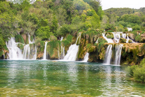 Croatia Skradinski buk swimming area of Krka National Park Black Ornate Wood Framed Art Print with Double Matting by Drury, Trish