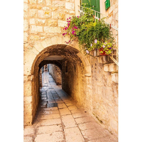 Split-Southeastern Tip of Croatia-Dalmatian Coast-Adriatic Sea-Croatia-Eastern Europe-Archway over  Black Modern Wood Framed Art Print by Haseltine, Tom