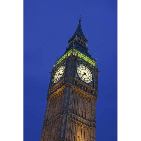 Great Britain, London Clock Tower at dusk Gold Ornate Wood Framed Art Print with Double Matting by Flaherty, Dennis